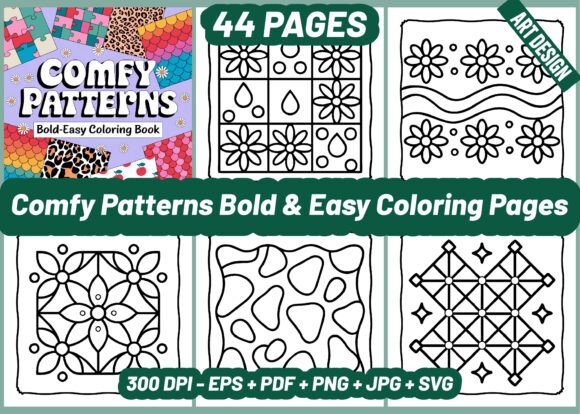 Comfy Patterns Bold Easy Coloring Pages