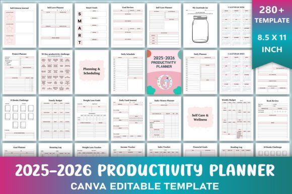 Editable 2025-2026 Productivity Planner – Download & Customize for KDP